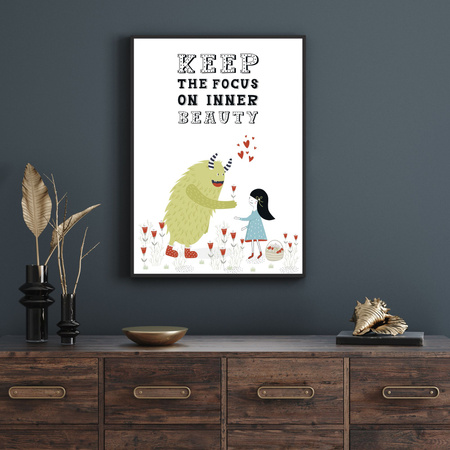 Children's poster Keep the focus on inner beauty 50X70 cm + gold frame