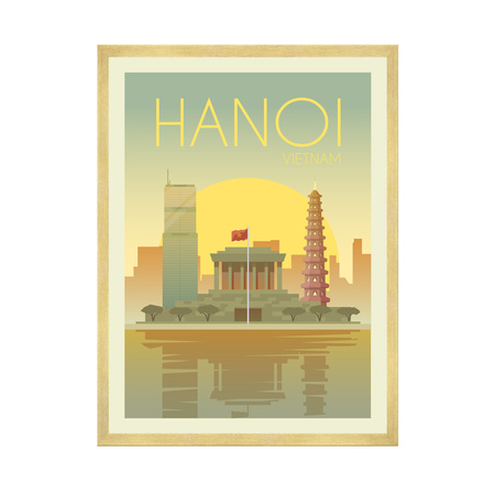 Hanoi City poster 40X50 cm + gold frame