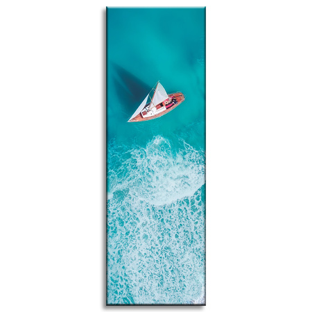 Canvas Print Sailboat Waves Sand Shore 40x120 cm