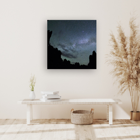 Canvas Print Nature Space Mountains Dark Night 90x90