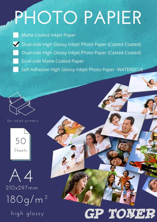 Double Sided Photo Paper Glossy Cast Coated A4 180g 50 pcs PAP-A4-FOTO180*50DU