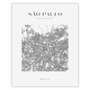Poster Map of the city of Sao Paulo, square 40X50 cm + gold frame