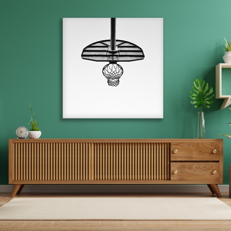 Canvas Print Youth Basketball Basket Black and White 90x90
