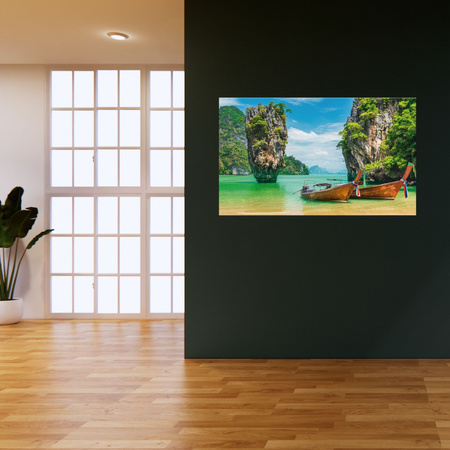 Canvas Print Boats on the Shore Water Landscape 100x80 cm