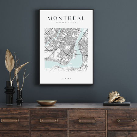 Poster Montreal city map square 40X50 cm + gold frame