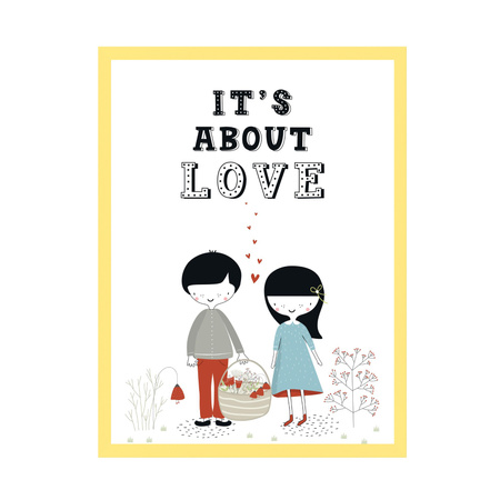 Children's poster It's about love 30X40 cm + yellow frame