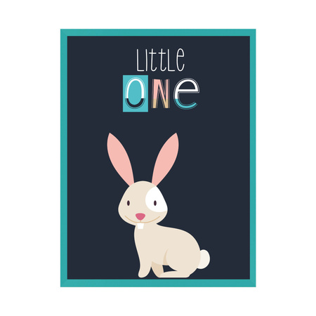 Children's poster Little One Bunny 40X50 cm + turquoise sea frame