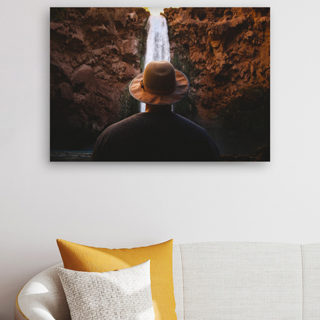 Canvas Print People Waterfall Mountains 90x60