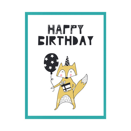 Birthday Poster Happy birthday 30X40 cm + turquoise sea frame