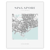 Poster Singapore city map square 40X50 cm + gold frame