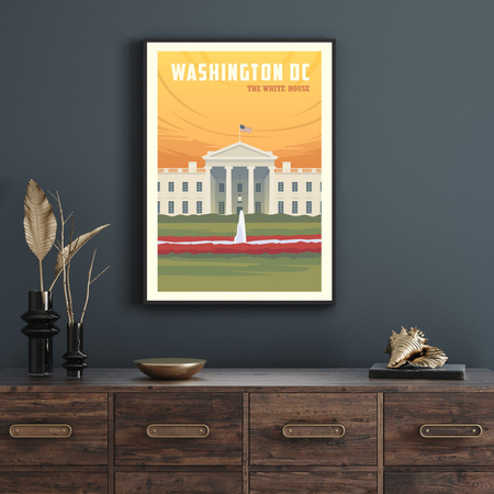 Poster of the City of Washington 40X50 cm + gold frame