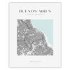 Poster Buenos Aires city map square 40X50 cm + gold frame