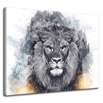Canvas Print Abstract Black Terrible Lion 100x80 cm