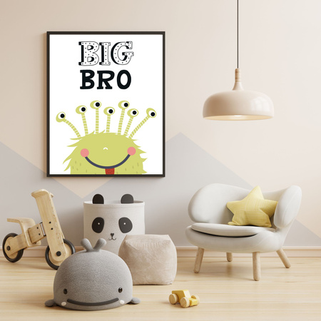 Children's Big Bro poster 40X50 cm + gold frame