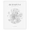 Poster Budapest city map circle 40X50 cm + gold frame