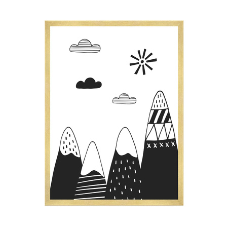 Poster Children's Sunny Mountains 40X50 cm + gold frame
