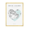 Poster Rio De Janeiro city map heart 40X50 cm + gold frame