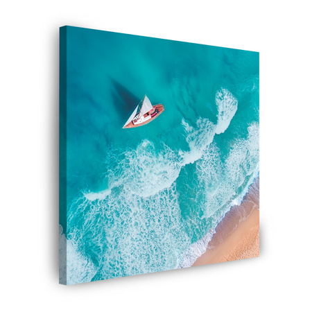 Canvas Print Sailboat Waves Sand Shore 40X40 cm