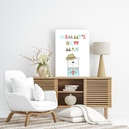 Children's poster Mommy's new man 40X50 cm + gold frame