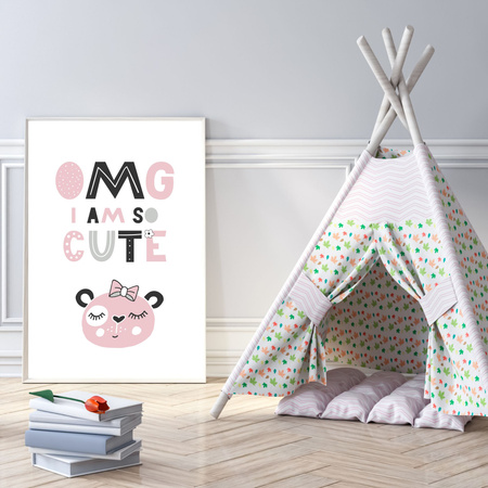 Children's poster OMG I am so cute 40X50 cm + gold frame