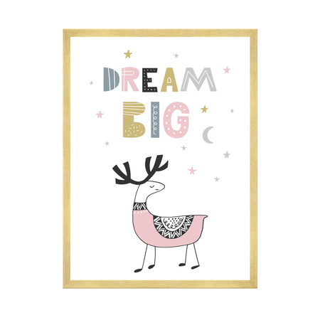 Poster Children's Dream big 40X50 cm + gold frame
