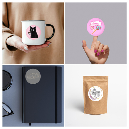 STICKERS with LOGO Square with print Waterproof Text Photo 80x80 mm