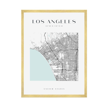 Poster Los Angeles city map square 40X50 cm + gold frame