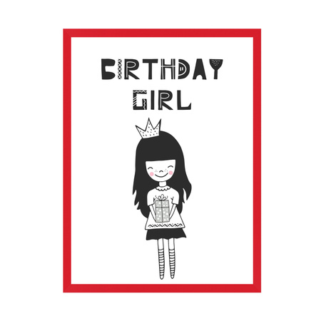 Birthday Poster Birthday girl 40X50 cm + red frame