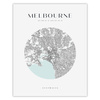 Poster Melbourne city map circle 40X50 cm + gold frame