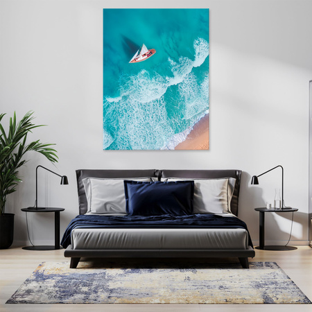 Canvas Print Sailboat Waves Sand Shore 30x40 cm