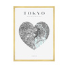 Poster Tokyo city map heart 40X50 cm + gold frame