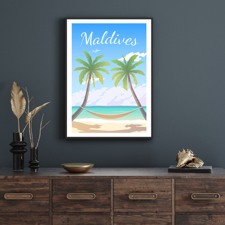 Maldives countries poster 40X50 cm + gold frame