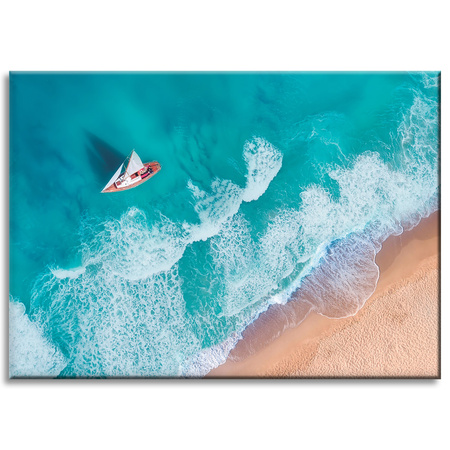 Canvas Print Sailboat Waves Sand Shore 70x50 cm