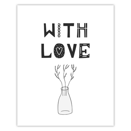 Birthday Poster With love 40X50 cm + silver frame