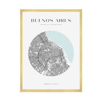 Poster Buenos Aires city map circle 40X50 cm + gold frame