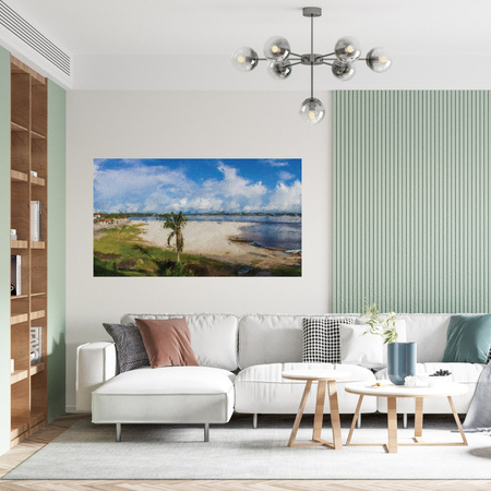 Canvas Print Beach Water Palm Sun Lake 100x80 cm