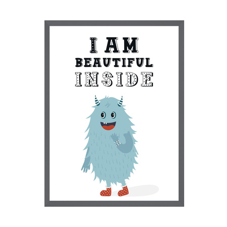 Children's poster I am beautiful inside 50X70 cm + gray stone frame