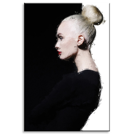 Canvas Print Black and White Woman Hair Bun 80x120 cm
