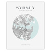 Poster Sydney city map circle 40X50 cm + gold frame