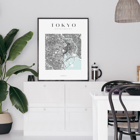 Poster Tokyo city map square 40X50 cm + gold frame