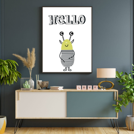 Poster Children's Hellow potworki_2 40X50 cm + gold frame