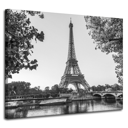 Canvas Print Architecture Eiffel Tower Black and White 100X80 cm