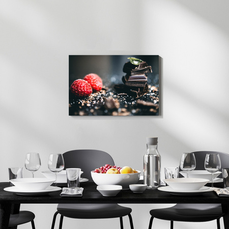Canvas print Kitchen Raspberries with chocolate 40x30 cm