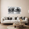 Canvas Print Elephants By The Water Gray Nature 100x80 cm