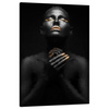 Canvas Print Black Woman Gold Nails Lips Eyes 80x120 cm