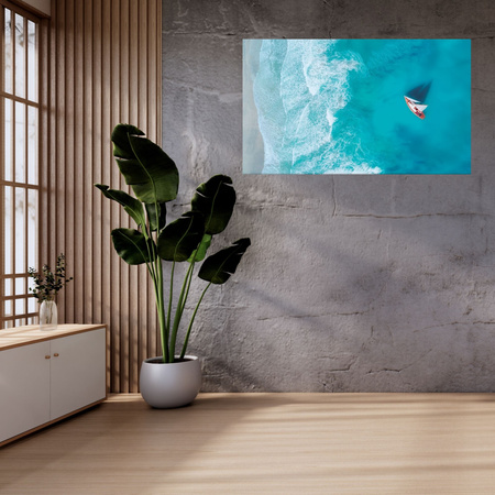 Canvas Print Sailboat on Water Waves 100x80 cm