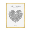 Poster Sao Paulo city map heart 40X50 cm + gold frame