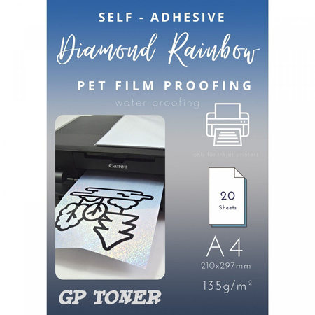 Self-adhesive diamond holographic paper. 20 pcs A4 PAP-CSF013