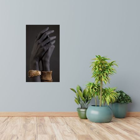 Canvas Print Gold Bracelets on Hands Jewelry 80x120 cm