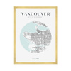 Poster Map of Vancouver city circle 40X50 cm + gold frame